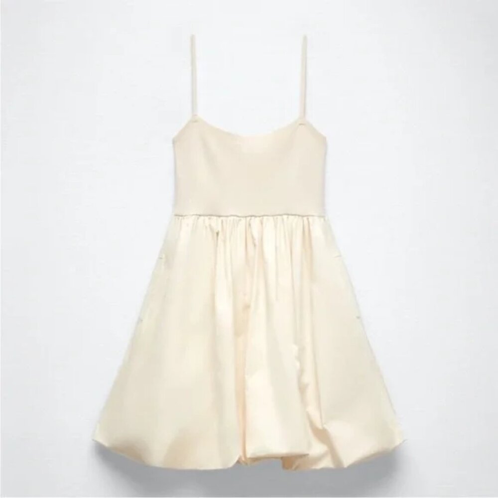 NWOT Zara Cream Bubble Baby Doll Dress | Size Small